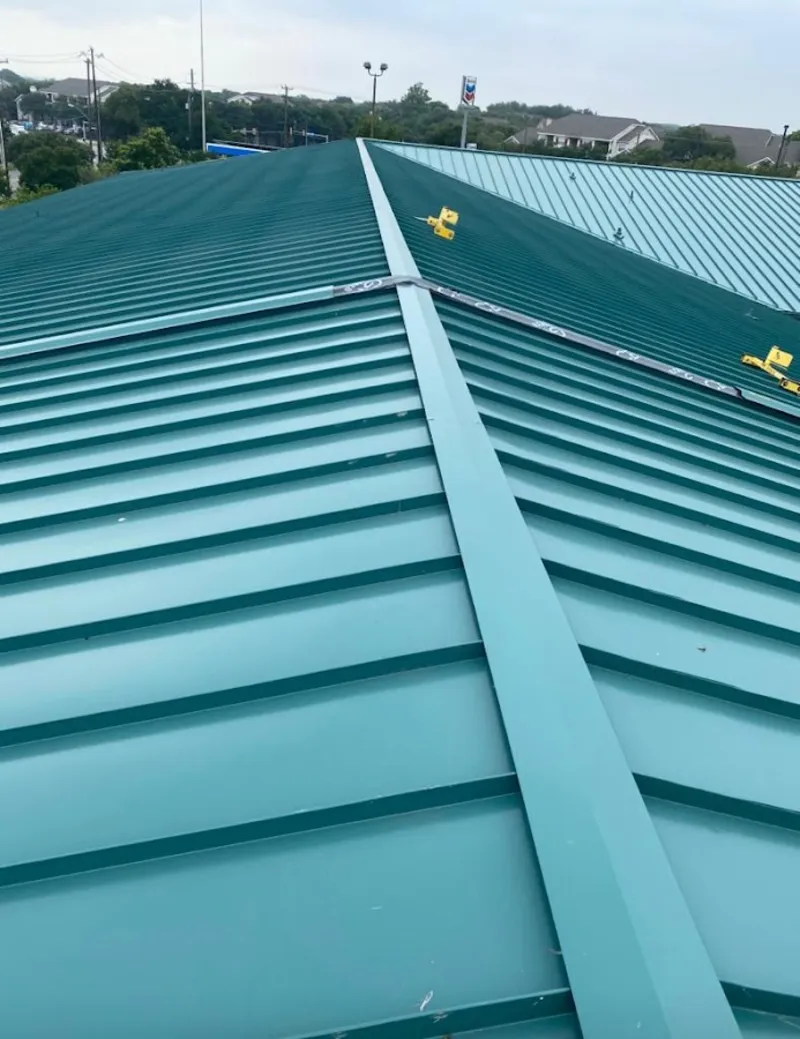 Green commercial metal roof ridge and valley for Metal Roof Repair in Walnut